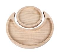 Présentoir en Cristal, Support en Cristal avec Plat à Bijoux Rond en Bois de pin, Plateau en Cristal de Style Lune et Soleil, présentoir décoratif pour décoration de Pierres à