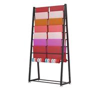 Présentoir en métal à 9 niveaux pour écharpes et serviettes, organiseur double face pour papier cadeau, rubans et vêtements, solution de rangement commerciale (noir, 80 x 40 x 170 cm)