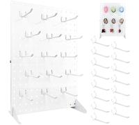 Présentoir en métal avec 15 crochets pour loisirs créatifs, foires, bijoux, accessoires, boucles d'oreilles, supports à broches, vendeurs au détail (43,2 x 33 cm, blanc)
