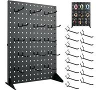 Présentoir en métal avec 15 crochets pour panneau perforé, panneaux perforés de bureau, présentoir de marchandises pour la vente d'accessoires, vendeurs et événements, salons et foires artisanaux