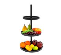 Présentoir en métal noir avec 3 étagères - 56 x 30 cm - Plateau de service décoratif à 3 étages - Présentoir à gâteaux Présentoir à assiettes pour collations, fruits, gâteaux, desserts