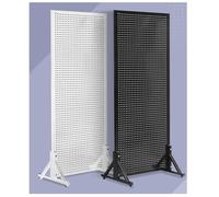 Présentoir En Métal Perforé Avec 20 Crochets, Présentoir Pour Panneau Perforé, Étagère Suspendue En T, Présentoir Polyvalent Pour Garage, Cuisine, Bureau, Loisirs Créatifs(Zwart,100x40x100 cm)