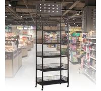 Présentoir en métal robuste avec roues et crochet, organiseur de collations à plusieurs niveaux pour magasins de détail et cuisines à domicile