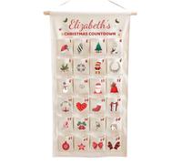Présentoir en tissu pour calendrier de l ' à 24 | Organisateur de compte à rebours de Noël contenant de petites notes surprises, accent festif pour les espaces