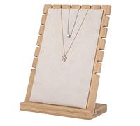 Présentoir et Organisateur de Bijoux en Bois pour Colliers et Pendentifs, Support de Rangement pour Accessoires, Beige