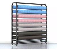 Présentoir et Rangement pour Rouleaux de Tissu, Grand Format, en Acier Mobile avec roulettes, pour bobines de Vinyle, Rouleaux de Cuir et Films pour vitres.