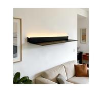 Présentoir Flottant avec LED, étagères murales électroluminescentes, bibliothèque Suspendue en métal en Forme de L(Black/6k,120cm/47in)