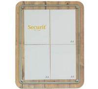 SECURIT Tableau Noir en Verre Star 4 x A4 (A2) Chêne d'information. Pour Affichage En Bois Avec Un Bord Style en Acier Inoxydable et Plaque avant en Verre. Pour une Toile