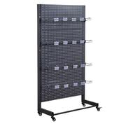 Présentoir Gondole For Commerce De Détail, Présentoir À Panneaux Perforés Avec 20 Crochets, Présentoir À Roulettes For Garage, Idéal For L'épicerie Et Les Fournitures De Bureau.(Black,73x40x170cm)