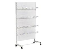 Présentoir Gondole For Commerce De Détail, Présentoir À Panneaux Perforés Avec 20 Crochets, Présentoir À Roulettes For Garage, Idéal For L'épicerie Et Les Fournitures De Bureau.(White,73x40x170cm)