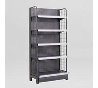 Présentoir gondole pour supermarché, étagère pour magasin de détail avec côtés en filet et étagère réglable, unité de rayonnage métallique pour supermarché, supérette(Black,62x135cm)