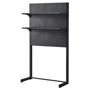 Présentoir grillagé pour la vente au détail, support sur pied à panneaux plats, structure métallique autoportante en forme de L, panneaux métalliques multifonctionnels à 2 couches de stratif