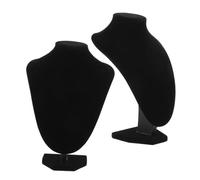 Présentoir Mannequin pour Collier Noir 2 Pièces en Plastique et Tissu