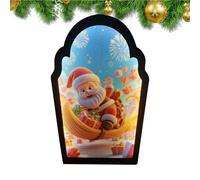 Présentoir miroir du Père Noël - Miroir LED du Père Noël 38 x 22,5 cm, pièce de projection d'hologramme, accent visuel festif moderne | Décor de vacances saisonnières pour fenêtre, porte, chambre à co