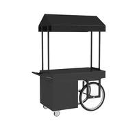 Présentoir Mobile avec Auvent,Buffet Mobile de Bonbons,grande capacité de charge,Rangement ouvert,cadre en fer forgé,conception du pare-soleil,pour Gâteaux, Glaces, Hot-dogs.(Nero,120*70*200cm)