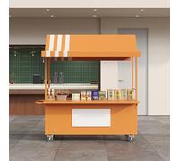 Présentoir Mobile avec auvent, Chariot de Vente Alimentaire avec Plan de Travail réglable, Chariot à Bonbons d'extérieur, pour événements en Plein air, Street Food et marchés(Orange,120 * 80cm)