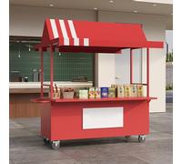 Présentoir Mobile avec auvent, Chariot de Vente Alimentaire avec Plan de Travail réglable, Chariot à Bonbons d'extérieur, pour événements en Plein air, Street Food et marchés(Rosso,120 * 80cm)