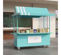 Présentoir Mobile avec auvent, Chariot de Vente Alimentaire avec Plan de Travail réglable, Chariot à Bonbons d'extérieur, pour événements en Plein air, Street Food et marchés(Cyan,140 * 80cm)
