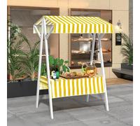 Prèsentoir Mobile Avec Auvent De Marché Créatifs Pare-soleil, Stands De Vente Nourriture Rue Sur Roulettes, Pour Fêtes, Anniversaires, Mariages(Yellow1,130cm/51.1in)