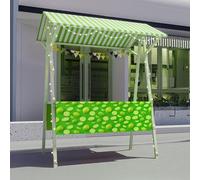 Prèsentoir Mobile Avec Auvent De Marché Pliable En Bois, Idéal Pour Les Vendeurs Ambulants, Les Marchands Fleurs Et Marchés Producteurs(Green3,120cm/47.2in)