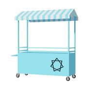 Présentoir mobile avec auvent pare-soleil et boîte de rangement pour marché en plein air, nourriture de rue et vente d'événements