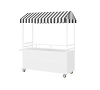 Présentoir mobile avec auvent pour vendeurs de nourriture de rue, roues verrouillables, chariot commercial extérieur pour marchés et événements, chariot de bonbons portable, design durable