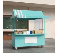 Présentoir Mobile avec Auvent Stand Marché Chariot de Vente de Nourriture de Rue Mobile pour Marchés et Restauration de Rue.(Cyan,160x80x210cm)
