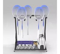 Présentoir Mobile for Raquettes De Badminton Et De Tennis | Chariot De Rangement for 25 À 30 Pièces | Cadre en Acier Noir | Portable Et Peu Encombrant for Salle De Sport