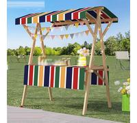 Présentoir Mobile for vendeurs de Rue, Stands commerciaux Pliables en Bois avec Roues d'auvent, Stands de Vente d'artisanat légers en Plein air, Chariot à Pousser(Colorful,150x60cm/59x23.6in)