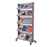 Présentoir mobile Large easyDisplays sur roulettes PAPERFLOW - 15 cases - Coloris aluminium