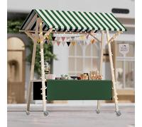 Présentoir mobile pour aliments et gelato Chariot en bois pliable avec auvent pour kiosque de fruits et de fleurs Stand de marché portable pour vendeurs de produits alimentaires, stand de vente en