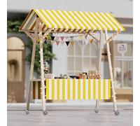 Présentoir mobile pour aliments et gelato - Chariot pliable en bois avec auvent - Kiosque à fruits et fleurs - Stand de marché portable pour vendeurs, idéal pour les événements de vente en plein air