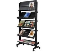 Présentoir mobille large 5 tablettes noir