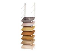 Présentoir Mural à 10 Niveaux pour échantillons de carrelage, présentoir Robuste en métal pour échantillons de carrelage céramique et de parquet, Support d'étagère Suspendu (Blanc, 25,5 x 14