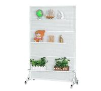 Présentoir mural à outils pour garage avec support pour forets, clés et outils ; support métallique mobile pour présentoir à outils ; système de rangement autoportant avec 20 crochets ; idéa