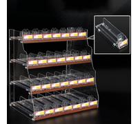 Présentoir Mural Commercial - Support de comptoir en Acrylique avec poussoirs Transparents, 2 Couches, 12 colonnes pour Le marché de détail et l'affichage en Magasin