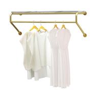 Présentoir Mural doré pour vêtements - Étagères métalliques élégantes pour magasins de détail, Support de Cintre décoratif, étagères de fenêtre, Solution de présentation de vêtements Peu enc