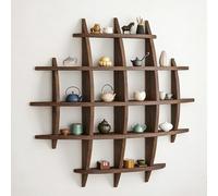 Présentoir Mural en Bois pour Tasses, vitrine pour Verres à Liqueur, présentoir Vintage à Grille pour Mugs à café, vitrines en Bois, Robuste, pour Objets de Collection, décoration théière, f