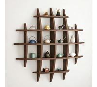 Présentoir Mural en Bois pour Tasses, vitrine pour Verres à Liqueur, présentoir Vintage à Grille pour Mugs à café, vitrines en Bois, Robuste, pour Objets de Collection, décoration théière, f