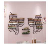 Présentoir Mural for Vernis à Ongles, Lot de 4 étagères en Forme de Feuille, présentoirs métalliques for cosmétiques à Domicile, Spa ou Salon de beauté.(Black)