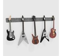 Présentoir mural modulaire pour guitare avec rembourrage acoustique | Support multi-guitare en velours | Système de suspension amortissant le son pour guitares | [Gris | 5-Guitars (205x15cm)]