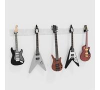Présentoir mural modulaire pour guitare avec rembourrage acoustique | Support multi-guitare en velours | Système de suspension amortissant le son pour guitares | [Blanc | 5-Guitars (205x15cm)]
