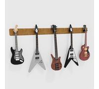 Présentoir mural modulaire pour guitare avec rembourrage acoustique | Support multi-guitare en velours | Système de suspension amortissant le son pour guitares | [Doré | 5-Guitars (205x15cm)]