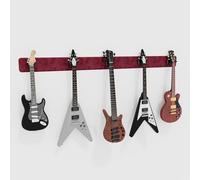 Présentoir mural modulaire pour guitare avec rembourrage acoustique | Support multi-guitare en velours | Système de suspension amortissant le son pour guitares | [Bordeaux | 5-Guitars (205x15cm)]