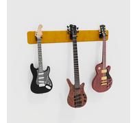 Présentoir mural multi-guitares éclairé par LED | Support modulaire rétroéclairé avec panneaux acoustiques | Vitrine lumineuse à atténuation sonore pour guitares | [Jaune | 3-Guitars (115x15cm)]