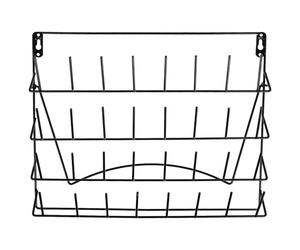 Présentoir Mural Noir en Fer 24 Crochets pour Verrerie | Organisation Stable, Séchage Mural, Panier Suspendu, pour Tubes et Espaces de Travail, Notice Incluse