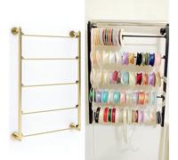 Présentoir mural, organiseur de papier cadeau à 5 couches pour fleuriste, avec barres transversales amovibles, étagères métalliques, support à cravates et foulards à 6 couches (couleur : or, dimensio