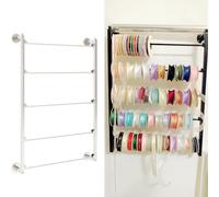 Présentoir mural, organiseur de papier cadeau à 5 couches pour fleuriste, avec barres transversales amovibles, étagères métalliques, support à cravates et foulards à 6 couches (couleur : blanc, dimen