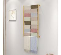 Présentoir mural pour écharpes, emballages cadeaux, rubans, cravates, ceintures, serviettes, fournitures de fleuriste - Étagères en métal pour magasins de détail, doré, 120 x 120 cm