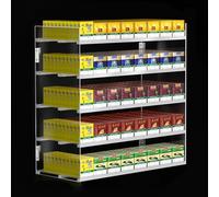 Présentoir mural pour magasin, supermarché ou supérette, distributeur automatique de cigarettes, gain de place, pré-assemblé, 10 paquets, en acrylique, avec plateau poussoir, 5 niveaux et 10